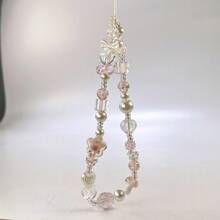 1pc Acrylic Flower & Bow Crystal Beaded Phone Lanyard/Strap, Wrist Strap, Suitable For Camera, Keys, Bags, Anti-Drop Phone Lanyard Gifts For Mother, Family, Friends, Birthday, Holiday Phone Charm, Phone Chain