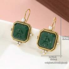 Green Earrings, Intaglio Earrings, Vintage Jewelry, Victorian Jewelry, Personalized Gifts For Mom, Golden Wedding Earrings, Bridesmaid Jewelry