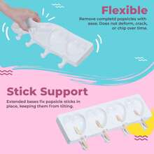 Popsicle Mold, Silicone Ice Pop Molds, Heart-Shaped Ice Cream Mold For Cakesicles, 4 Cavities, 50-Piece Popsicle Sticks Included