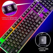 Gaming Keyboard Mouse Set Rainbow LED Wired USB For PC Laptop PS4 Xb Ox One 360UK - Black - View 3