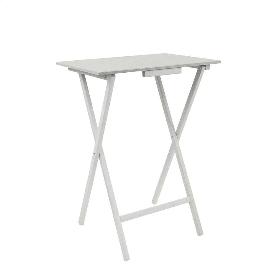 WELL HOME - Rectangular Folding Side Table, White Finish, 48x35x64 Cm. Free Shipping 24/72h. - White - View 1