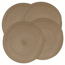 1pc/2pcs/4pcs/6pcs -Piece Set Round Non-Slip Table Mat Waterproof Natural Braided Placemats, Under Plate, Boho Placemats For Kitchen Table Indoor/Outdoor Washable, Heat-Resistant Placemat For Dining Table Perfect For Table Decoration For Home, Hotels, Restaurants, Parties, Camping, Festivals, Weddings, Events, Holidays. Universal Placemats All Year Round.