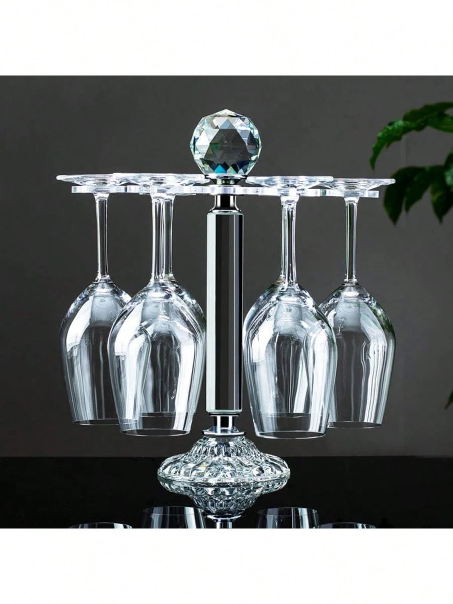 Elegant Desktop Crystal Glass Stemware Rack/Rotate 8 Wine Glass Storage ...