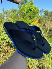 Kenner Kivah Rakka L7 Men's Casual Basic Flip Flops Tractor Sandal Everyday Side Detail - Preto/Azul - 查看 3