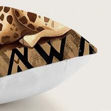 1 件躺卧长颈鹿印花柔软天鹅绒装饰抱枕套，单面图案 45*45 厘米，适用于客厅、卧室、沙发、家居、礼物 - 彩色 - 查看 4