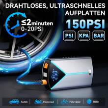 4-In-1 Multifunctional Car Battery Starter - Portable Power Bank With Air Compressor, LED Lighting And Air Pump, Suitable For 12V Vehicles - Compact And Reliable Car Battery Booster With Emergency Lighting - Silver - View 2