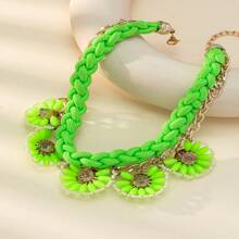 1pc Spring/Summer Floral Necklace, Exaggerated Decorative Accessory, Short Clavicle Chain Necklace For Women, Korean Style