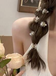 6pcs Transparent Floral Hair Clips, Fashionable Bangs Side Hair Clips, Delicate Hair Accessories