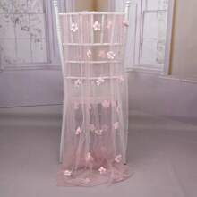 1 Stück perlrosa Blumen Tischläufer, Chiffon-Tüll-Tischdekorationsstoff für Geburtstagsfeiern, Valentinstag, Abschlussball