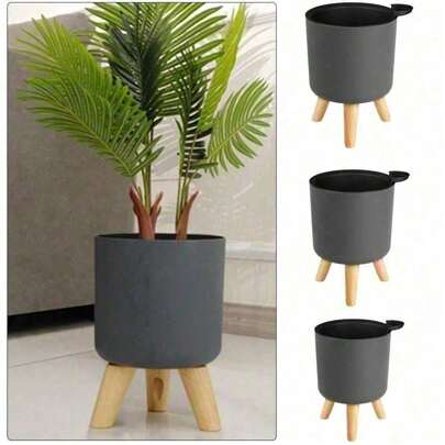 Nordic Style Modern FlowerPot Wooden Leg Bedroom Living Room Floor Plants Bracket Planting Pots Balcony Bonsai Home Garden Decor