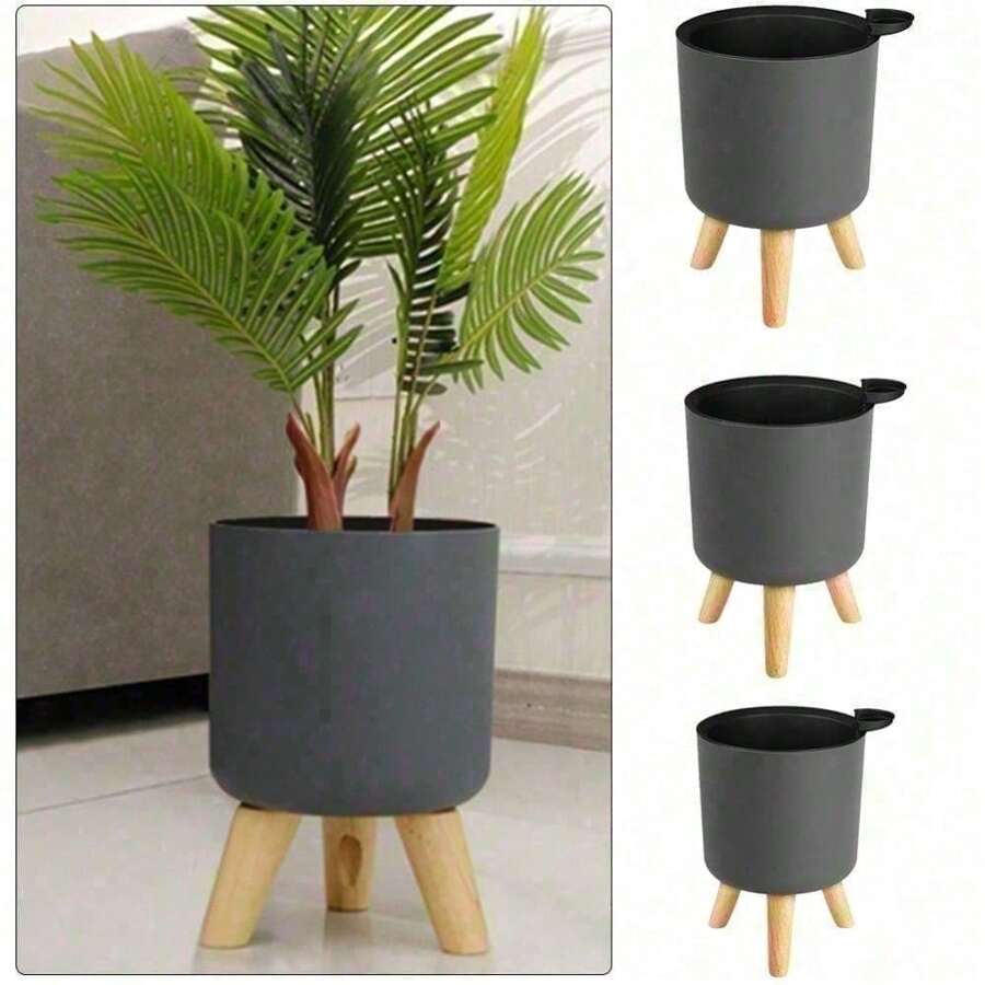 Nordic Style Modern FlowerPot Wooden Leg Bedroom Living Room Floor Plants Bracket Planting Pots Balcony Bonsai Home Garden Decor - Type2 - View 1