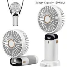 SULVGO 随时随地保持凉爽：便携式USB风扇 - 可充电，适合学生和办公桌使用。这款可充电迷你便携式折叠桌面/手持USB风扇配备数字显示屏、5档风速调节、5片扇叶，运行安静，适用于办公室、通勤、露营、野餐、徒步旅行、海滩度假、背包旅行和运动等场合。 - 白色 - 查看 7