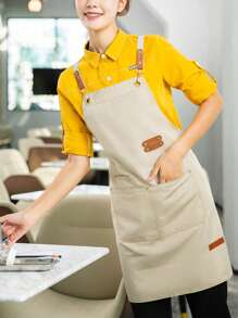 1pc Thickened Canvas Apron, Waterproof Apron For Cooking, Cafe, Coffee Shop, Catering Industry - One Size - View 4
