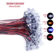 40 件 3MM 5MM 10MM LED 3-24V 预接线固定支架电缆灯泡 LED 发光二极管、迷你 LED 发光二极管模型组合套件、12V 迷你单个 LED 灯泡（红色 * 10、黄色 * 10、蓝色 * 10、白色 * 10） - 彩色 - 查看 7