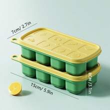 1 件带盖家用冰块托盘，可堆叠软底小冰块模具盒，带 8 个水果槽、婴儿食品、咖啡、饮料、夏季冰箱和托盘、厨房配件