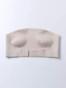 حمالة صدر بدون حمالات نسائية بإغلاق أمامي، بدون حشو، لا أسلاك، قمصان مضمنة، تنج بول آب، قابلة للتعديل، باندو، إكمال الملابس الداخلية بخامة ناعمة وقابلة للتنفس، لون أساسي أسود - بيج - مشاهدة 4