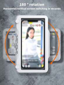 1pc Waterproof Anti-Fog Bathroom Phone Holder, Rotating/Fixed No-Drill Wall-Mount Phone Stand For Shower Video, Fit For Phones 6.5 Inches Or Less, Touch Screen Compatible Bathroom Decor Fall Decor Bathroom Accessories Bathroom Organizer Back To School