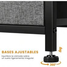 Comoda Cajonera para Recámara - 10 Cajones de Tela con Parte Superior de Madera y Marco de Acero Plegable - Mueble Organizador con Cajonera Ideal para Espacios (Gris Oxford) - Oxford gris - Ver 3