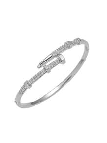 1pc Fashionable And Exquisite European & American Style High-End Design Personalized Micro-Inlaid Zirconia Clasp Bracelet For Women