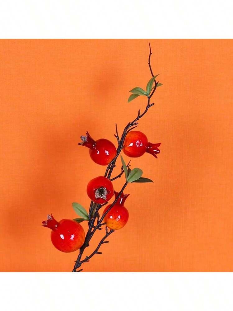 New Artificial Pomegranate Long Branch Lifelike Fruit Floral, Suitable For Wedding, Party, Dining Table Decor, Home, Birthday Decoration - Multicolor - View 3