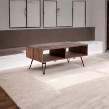 Foldable Reclaimed Wood Cocktail Table With Metal Legs, Ideal For Living Room, Office Lounge & Family Gathering Spaces. Features Open Storage, Stylish Black/Natural Wood Finish, Perfect For Adding Rustic Charm And Functionality To Your Indoor Areas