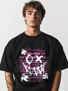 Men's Summer Pure Cotton T-Shirt With Unique Patterns, Simple And Fashionable Street Style - Black - View 3