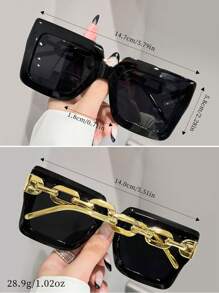 1 Pair Square Full Frame Fashion Sunglasses, Suitable For Sports, Fishing, Vacation, Travel, Driving, Street, Beach, UV Protection, Exercise, Outdoor Activities, Golf, Driving, Holiday Outfit, Outdoor Outfit, Hiking, Street Fashion Accessories, Party, Sun Protection Fashionable Shade Elegant Outfit Family Outings Travel Vacation Holiday For Summer Beach Vacation,Outdoor,Travel - 彩色 - 查看 6