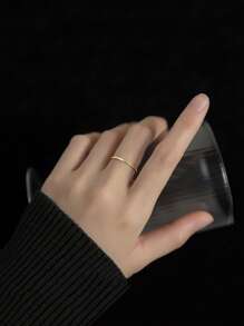1pc Minimalist S925 Sterling Silver Gold Plated Ultra- Micro Pave Cubic Zirconia Couple Ring, Delicate Luxury Ring