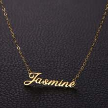 Customizable "Jasmine" Golden-Tone Necklace - Minimalist 304 Stainless Steel, Perfect For Casual Attire & Gifting, Gift Necklace|Elegant Accessory|Custom Nameplate