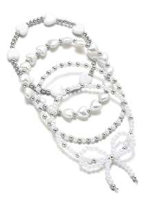 4pcs Bohemian Beach Vacation Style Bowknot Faux Pearl Heart Shape Golden CCB Anklet,Suitable For Ladies Vacation Wear - Multicolor - View 9