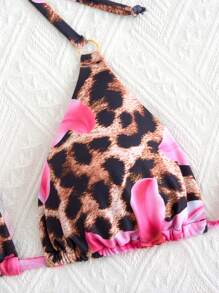 Allurini 2025 Summer Beach 3 PiecesBikini Set, Sexy Tie-Up Triangle Bra, Cover-Up Sarong & Thong Swimwear, Printed Pattern Swimwear Elegant - Multicolor - View 5