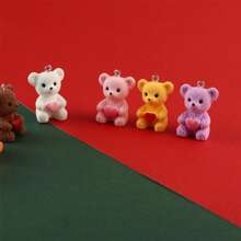 STAREDGE 6 件/包混色迷你熊形树脂吊坠，珠宝制作配件，适用于手链、项链、钥匙链、耳环 DIY - 愛心坐姿熊 - 查看 6