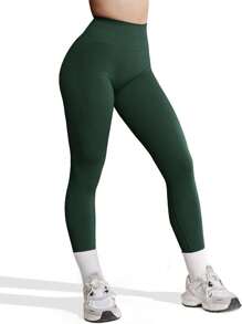 Amplify Scrunch Butt Lifting Leggings For Women Seamless Gym Workout Leggings High Waist Tummy Control Yoga Pants - Dark Green - View 4