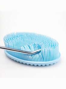 Silicone Shampoo Shower Brush, Double-Sided Massage Bath Brush, Silicone Body Scrubber For Shower, Body Exfoliating Brush, Premium Silicone Loofah, Head Brush, For Cleaning Dirt And Stains, Soft Home Bathroom Decor Fall Decor Back To School - Multicolor - View 6