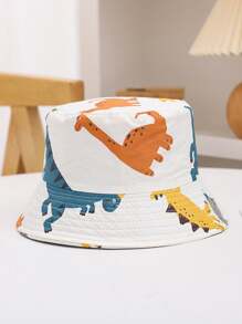 1pc Kids Bucket Hat, Boys' Cartoon Printed Sun Protection Hat For Spring
