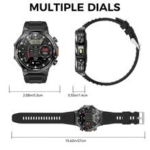 EIGIIS Reloj inteligente para hombres con batería grande de 800mAh, linterna LED potente, resistente al agua 3ATM, construcción duradera, pantalla HD de 1.8", seguimiento de actividad física, monitoreo del sueño, función de llamada, compatible con iOS y Android - Multicolor - Ver 11