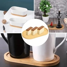 1 Piece Bamboo Tray, DIY Base Embryo Succulent Mosaic Coaster Making Material Bathroom Storage Wood Plank Roma Therapy Hand Sanitizer Shampoo Shower Gel Sink Sponge For Home Kitchen Dresser Living Room OilSpice Bottle Coaster Jewelry Flower Pot Green Plant Fish Tank, Home Decoration, Bathroom Accessories