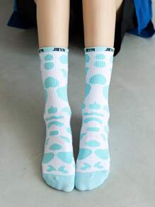 5 Pairs Cow Stripe Simple Comfortable Crew Socks - Fashionable Versatile Mid-Calf Socks, Fall - Multicolor - View 6