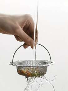 1PC Modern Stainless Steel Round Sink Strainer With Handle - Anti-Clogging Mesh Strainer For Kitchen And Bathroom Sinks, No Power Required - Multicolor - View 5