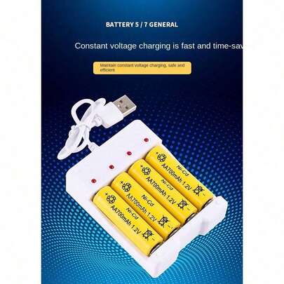 Baterías recargables de alta capacidad de 1.2V-2000mAh AAA y AA, cargador USB dedicado con protección contra cortocircuitos (el cargador solo es adecuado para cargar estas baterías)