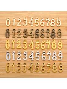 10 Pcs/Set 5 Warna Paduan Logam Angka 0-9 Liontin Jimat Digital Aksesoris Perhiasan DIY 16*8mm S110 - Angka 0-9 - View 6