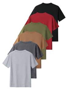 6 件装男士夏季常规款短袖纯色 T 恤，休闲户外穿着 T 恤，适合作为送给丈夫或男朋友的礼物 - 彩色 - 查看 2