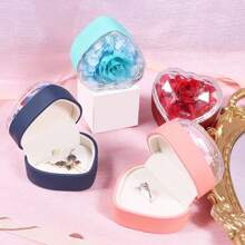 1 pièce Boîte cadeau en forme de cœur romantique avec fleur de savon, boîte de présentation pour la demande en mariage, emballage de bijoux, boîte cadeau pour la Saint-Valentin, cadeau de couple, cadeau de fête pour femme
