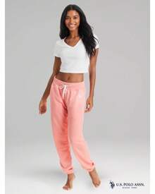 U.S. Polo Assn. Womens Sweatpants Joggers, French Terry Lounge Pants For Women - 珊瑚石南花 - 查看 2
