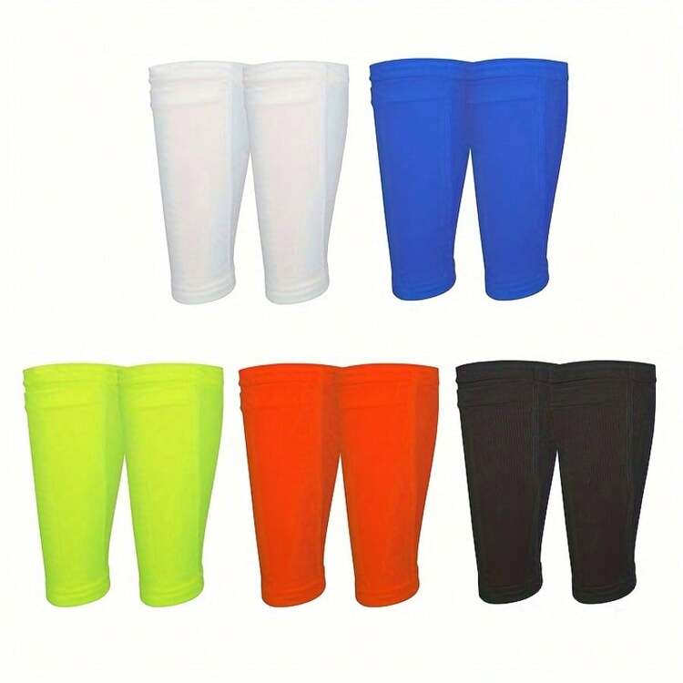 1 Pair Soccer Shin Guards With Pockets, Breathable Soft Double-Layer Sports Leg Protectors, Outdoor Sports Equipment - Multicolor - View 9