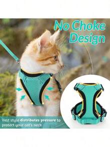 Cat Harness And For Walking, Escape Proof Soft Adjustable Vest Harnesses For Cats - Purple - View 11