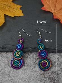 1 对复古风格螺旋环绕彩虹色随机耳环 - 彩色 - 查看 11