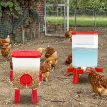 家禽喂养套装，自动鸡喂食器和饮水器套件，适用于鸟类、鸭子、鹅 - 易于使用，无需电池，鸟类喂养和饮水用品（塑料产品表面轻微划痕不可避免，不会影响外观和使用） - 彩色 - 查看 11