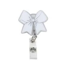 1pc Pink White Bow Retractable Badge Reel - Cute Alligator Clip ID Holder For Nurses, Teachers & Office Staff - Multicolor - View 13