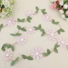 Handmade 1pc Floral Pennant Garland, Spring Flower Themed Birthday, Boho Style Pink, White, Orange, Purple Hanging Decoration, For Bedroom Decor And Photo Background